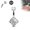 1PC Crystal Sexy Belly Navel Piercing Titanium Steel Heart Belly Button Square Rhinestone Navel Rings Belly Piercing - Image 3