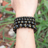 Black Stone Bead Bracelet with 6 mm 8 mm 10 mm or 12 mm Beads - Image 4