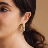 Stainless Steel Vintage Double Circle Round Zircon Dangle Earrings Gold Plated Twist Huggie Hoops Ear Buckle Jewelry - Image 4
