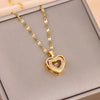 Classic Gold Color Stainless Steel Necklace For Women Shiny Zircon Geometric Heart Pendant Necklaces Jewelry Gift - Image 16