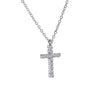 Cubic Zirconia Cross Pendant Necklace in Stainless Steel - Image 7