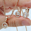 Pendant Necklace and Matching Drop Earrings with Round Stone Accents - Image 2