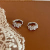 Silver Color Rectangle Zircon Round Hoop Earrings for Women Jewelry Light Accessories - Image 1