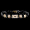 Men's Adjustable Black Braided Crown Design Bracelet with Sparkling Synthetic Zirconia Stones Elegant GoldenTone Rectangular - Image 2