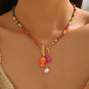 Sea Life Charm Beaded Choker Necklace with Multicolor Rice Beads - Image 7