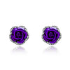 Rose Flower Rhinestone Stud Earrings For Women Blue Red Purple Round Bouquet Crystal Earring Wedding Jewelry Gift - Image 8