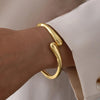 Gold Color Minimalist Chunky Bracelets For Women Elegant Design Open Cuff Bangles Set Retro Jewelry Gifts - Image 2