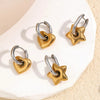 Chunky Bold Dual-Toned Lucky Star Puffy Dangle Charm Stainless Steel Hoop Earrings Boho Jewelry for Women Gift - Image 4