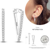 Silver Women Hoop Earrings Gifts For Girl U Rhombic Shape Geometric Lines Zircon Earring - Image 12