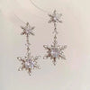 Shiny Snowflake Earrings for Women Unique Imitation Pearl Long Chain Rhinestone Retro Pendant Earrings Jewelry - Image 7
