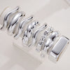 8Pcs Y2K Punk Silver Bangle Set Twist Wave Irregular Chunky Open Cuffs Hip Hop Street Teen Stackable Wrist Jewelry Gift - Image 5