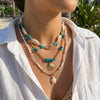 3pcs/set Bohemian Pearl Starfish Pendant Necklace for Women Irregular Blue Stone Beads Link Chain Beach Party Jewelry - Image 4