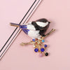 Magpie Brooch Cute Bird Flower Enamel Rhinestone Corsage Pin Clothing Accessories Jewelry - Image 13