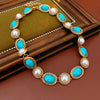 Vintage Design Oval Imitation Pearl Earrings Choker Necklace French Elegant Temperament Twist Lace Jewelry Set Banquet Gift H - Image 3