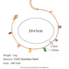 Stainless Steel Colorful Cubic Zirconia Stone Charm Beads Chian Necklace Bracelet Anklet Jewelry Set - Image 9