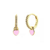 Rhinestone Small Circle Hoop Earrings Candy Color Heart Pendant Piercing Earrings for Women Gold plated Huggies Jewelry - Image 5