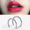 Stainless Steel Fake Piercing U-shaped Double Layer Ear Clips Lip Clip for Women Charms Ear Bone Nail Ear Cuff Jewelry - Image 5