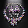 Stonefans Exaggerated Flowers Necklace Earrings Set for Women Wedding Party Statement Rhinestones Jewelry Set 2023 Accessories