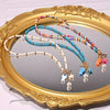Sea Life Charm Beaded Choker Necklace with Multicolor Rice Beads - Image 17