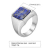 Stylish Square Stone Signet Rings for Men, Stainless Steel Metal Finger Ring Party Gift Jewelry - Image 4