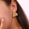 Golden Color Texture Weave Geometric Stud Earrings for Women Flat Square Triangle Stainless Steel Earring Party Jewelry - Image 2