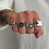 4Pcs/Set Black Five-Pointed Star Wide Rings for Men Hiphop Silver Color Geometric Thick Opening Finger Rings Sets Jewelry Gifts - Image 2