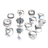 13Pcs/Set Vintage Carved Hollow Flower Crown Love Rings for Women Retro Fringer Rings Party Jewelry Gift - Image 6