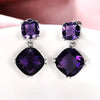 Silver Bridal Earrings for Women Wedding Geometric Purple Cubic Zirconia Elegant Accessories - Image 3