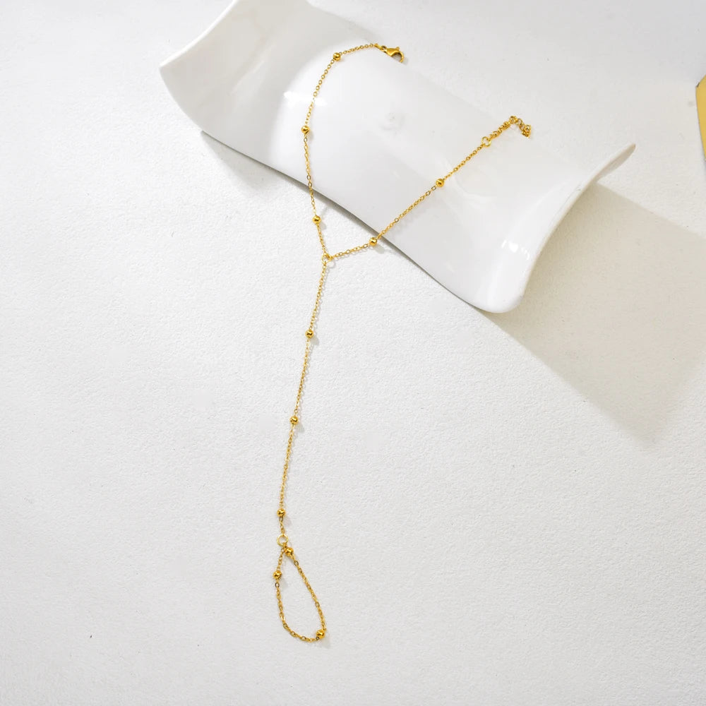 style Stainless Steel Chain Bracelet for Women, a Unique and Elegant One-Piece Finger Chain Bracelet - Image 1