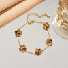 Double Sided Five-Leaf Flower Bracelet For Women Adjustable Plated Gold Stainless Steel Five Point Star Clover Party Jewelry - Image 13