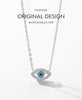 MODIAN 925 Sterling Silver Sea Blue Eye Zirconia Pendant Necklace link Chain Trendy Stackable Neck For Women Fine Jewelry Gifts