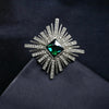 Vintage Starburst Brooch Alloy Emerald Green Crystal Rhinestone Pin Women Clothing Accessories - Image 3