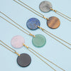 1pc natrual crystal stone gemstone agate Stainless steel adjustable circular pendant necklace for women and men - Image 1