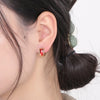 Round Crystal Glass Hoop Earrings for Women Men Gold Silver Black Color Semi-circle Stainless Steel Earring Women's Jewelry - Image 2