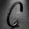 Classic Men Stainless Steel Woven Leather Cuff Bracelet Bangles Minimalist Jewelry Lovers' Gift - Image 2