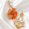 Boho Orange/Dusty Blue Floral Dangle Earrings Women Enamel Flower Gold Drop Earrings Summer Jewelry - Image 4
