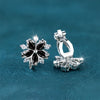 Female Small Red Zircon Stone Clip Earrings Charm Silver Color Wedding Jewelry For Women - Image 2