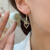 Double Layers Heart Drop Earrings for Women Rhinestone Crystal Korean Bridal Wedding Earring Jewelry - Image 3