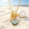 Boho Multi Shape Blue Mixed Zircon Stainless Steel Heart Star Four Leaf Flower Pendant Necklace for Women Beach Vacation Jewelry - Image 11