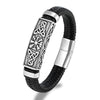 Punk Viking Style Stainless Steel Compass Norse Runes Amulet Beads Braided Blue Leather Bracelet - Image 6