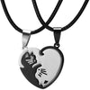 Couple Heart Necklace Cute Cartoon Cat Pendant Necklace Simple Color Black Animal Necklace Jewelry Gift For Friend Student - Image 2