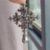 Baroque cross rhinestone brooch female temperament coat pin corsage shirt collar pin versatile accessories - Image 3