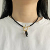 Stone Small Beads Necklace Long Tooth OT Buckle Pendant Necklace for Women Men Necklace Jewelry - Image 3