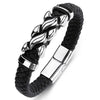 Men\\\\\'s Classic Black Leather Bracelet Metal Magnetic Buckle Bracelet Jewelry Casual Daily All-Match Jewelry - Image 8