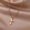Double-Layer Chain Necklace with Cross Pendant - Image 11