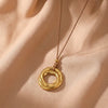 Chunky Geometric Gold Plated Stainless Steel Pendant Necklace for Women Adjustable Pull Cord Leather Chain Party Jewelry Gift - Image 5