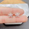 Delicate Gold Color Flower Stud Earrings with Tiny Zircon Paved Shiny Petal Earring for Women Cute Girls Lady Dangler Jewelry - Image 2
