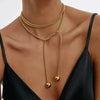 Stainless Steel Simple Multipile Layers Chain Necklace for Men Women Gold Plated Round Ball Pendant Necklace Statement Jewel - Image 3