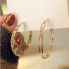 Female Big White Round Hoop Earrings Gold Color Color Wedding Earrings Double Zircon Stone Earrings For Women - Image 1