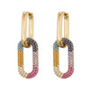 Gold Color Geometric Oval Rectangle Hoop Earrings For Women Zircon Wedding Jewelry Elegant Female Dangle Earings - Image 13